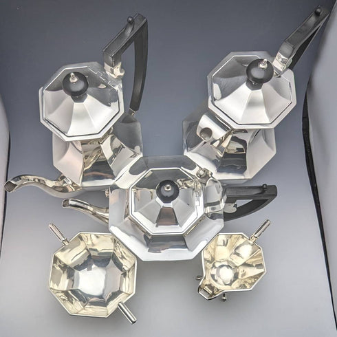 1930年頃 英国アンティーク シルバープレート製 ティーポット5点セット Harrison Fisher